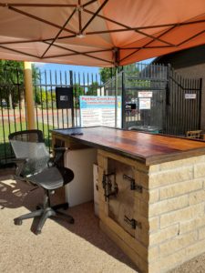 Panther Creek Estates Custom pool security desk made by Rocky Freeman
